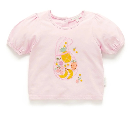 [9336995325714] Purebaby | Rose Water Puff Sleeve Tee (5y)