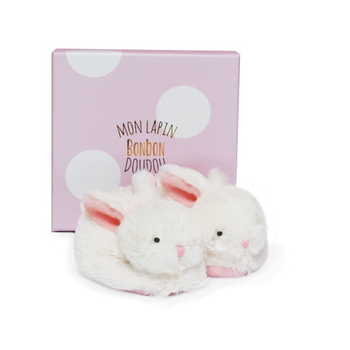 [DC1308] Doudou Et Compagnie | Bunny BonBon Rattle Booties (0-6m)