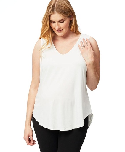 [R-215-02-White-XS] Cake Maternity | Swing Nursing Tank (X-Small, White)