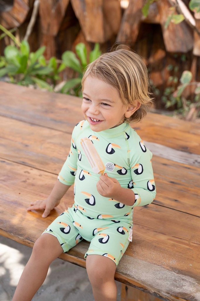 Badawii | Baby Swimsuit - Toucan Paradise Light Green