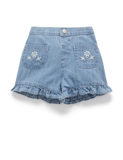 Purebaby | Faded Denim Ruffle Shorts