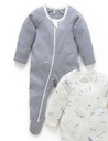 Purebaby | Vanilla Nautical Zip Growsuit 2 Pack