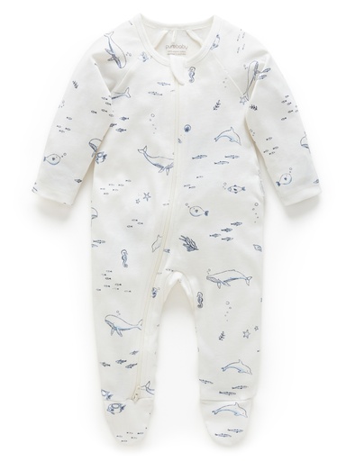 Purebaby | Vanilla Nautical Zip Growsuit